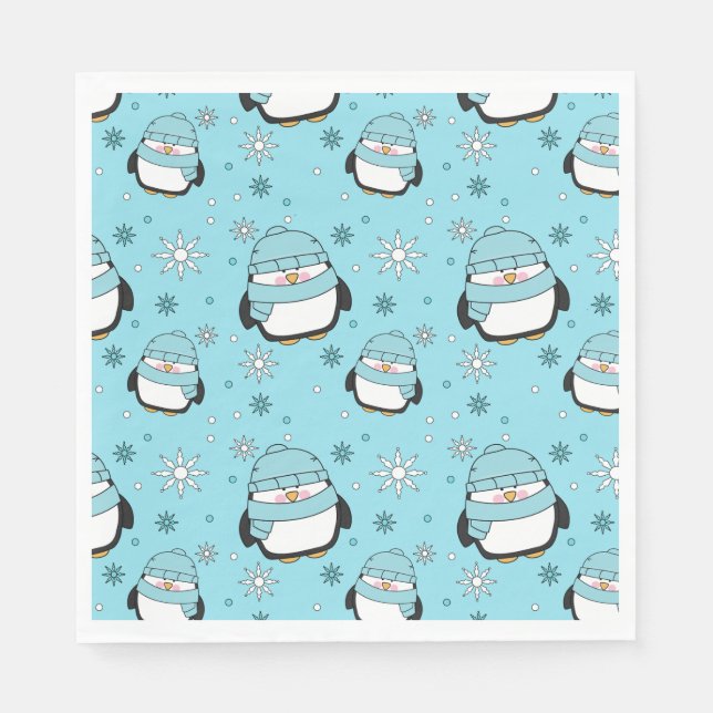 Winter Penguin Papper Napkins Pappersservett (Framsidan)
