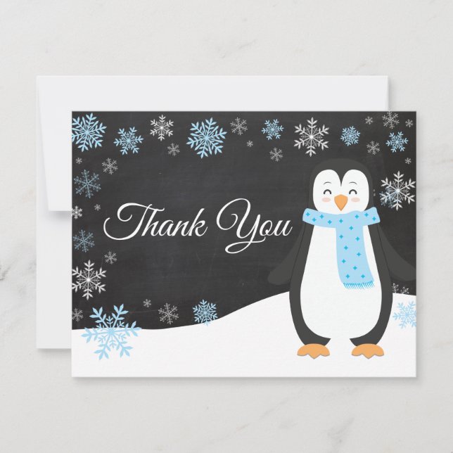 Winter Penguin Snowflake Blue - Tack (Framsida)