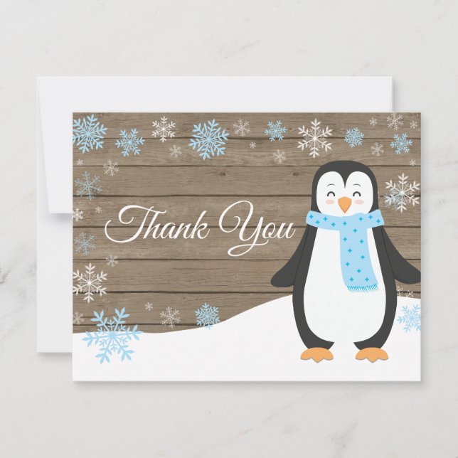Winter Penguin Snowflake Blue - Tack (Framsida)