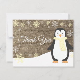 Winter Penguin Snowflake Gult - tack för ditt kort