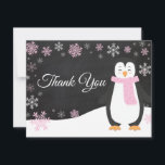 Winter Penguin Snowflake Rosa - Tack för ditt kort<br><div class="desc">Winter Penguin Snowflake Rosa Tack. Rosa Penguin. Bakgrund till kretskort. Svarta och vita. Rosa Snowflake. Kärlek och Tack, vackert skript. Lägg till ditt meddelande på baksidan eller lämna tom och skriva. Om du vill göra ytterligare anpassningar klickar du på knappen Anpassa och användor verktygen som är utformat för att ändra...</div>