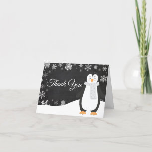 Winter Penguin Snowflake Thank You Card Tack Kort