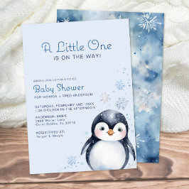 Winter Penguin Watercolor Baby Shower Inbjudan