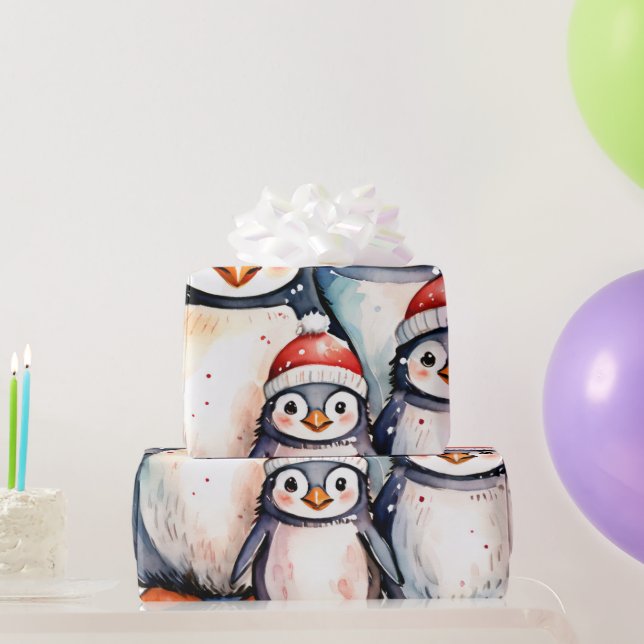Winter Penguin Wonderland Wrap Presentpapper (Festgåvor)