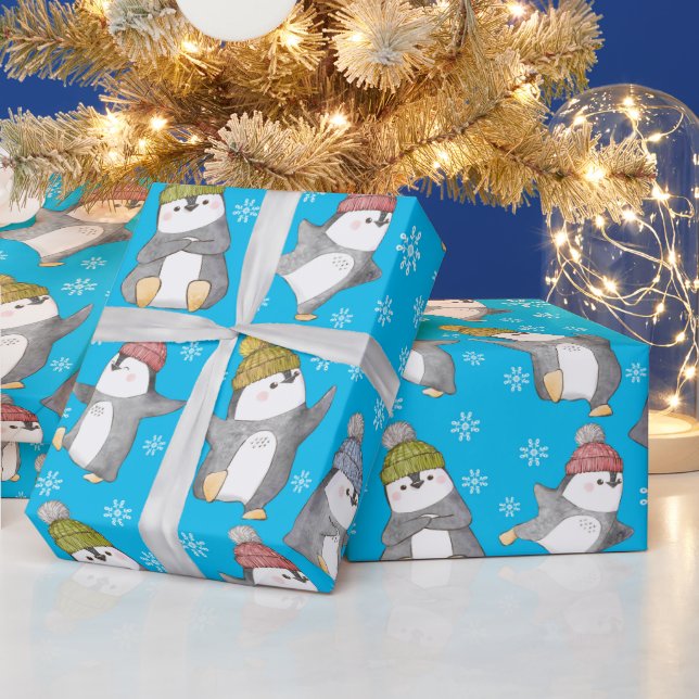 Winter Penguins Wrapping Papper Presentpapper (Helgdagar)