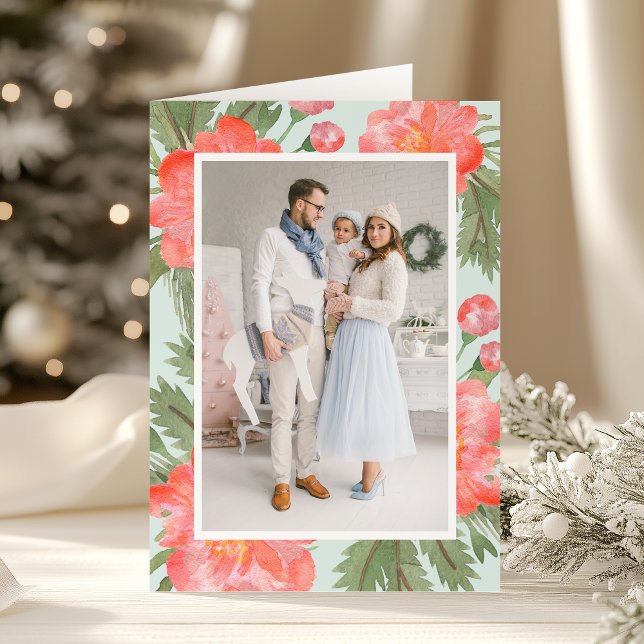 Winter Peony | Helgdag-foto-mappat Helgkort (Skapare uppladdad)