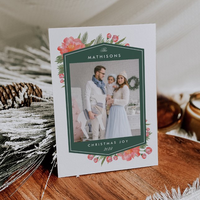 Winter Peony | Helgdag Photo Julkort (Skapare uppladdad)