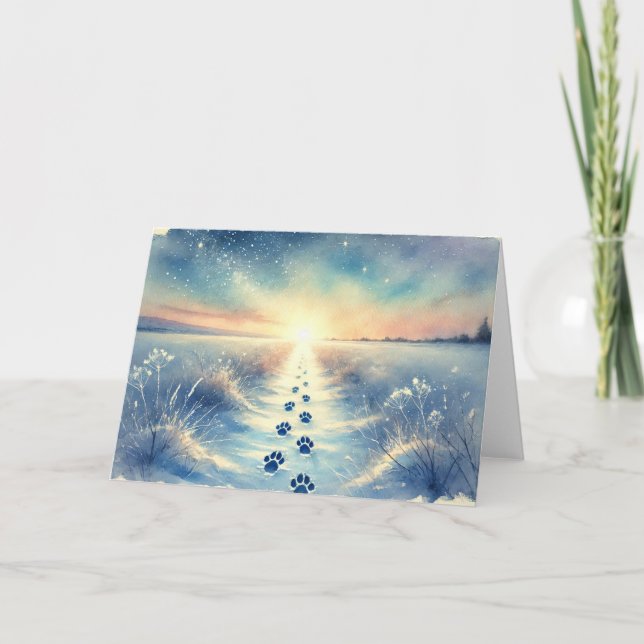 Winter Pet Sympathy Watercolor Card Kort (Framsida)