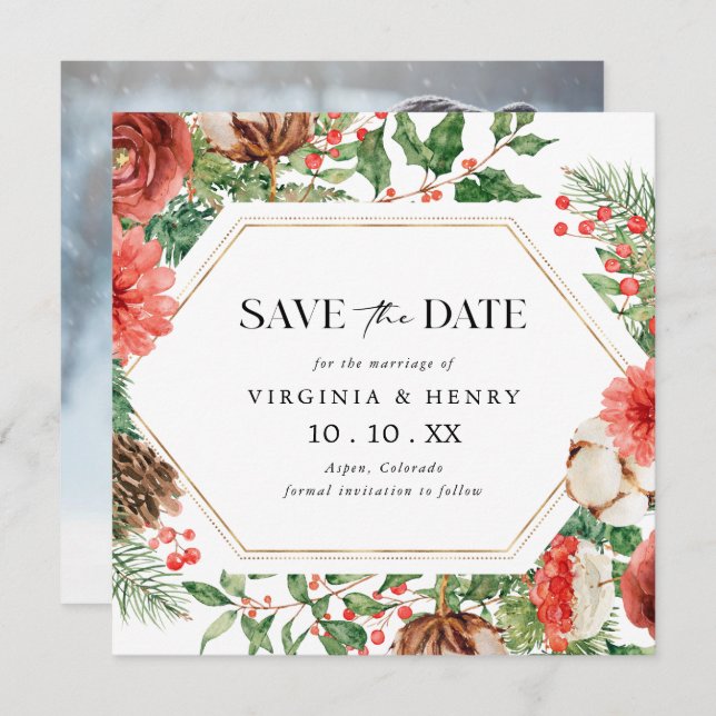 Winter Photo Spara Datumet (Fram/baksida)