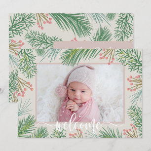 Winter Photo Tillkännagivande för födelse Julkort