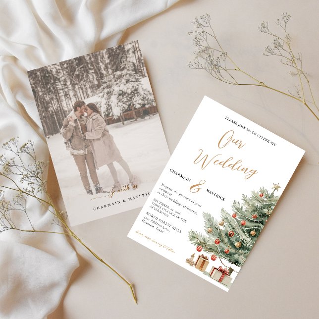 Winter Photo Wedding Holiday Invitation Inbjudningar (Skapare uppladdad)