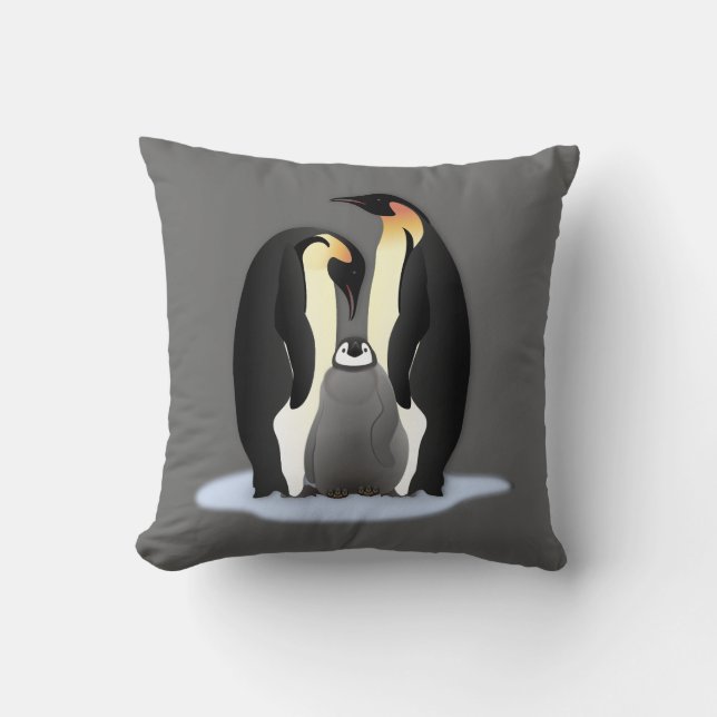 Winter Pillow för Cute Penguin-familjen Kudde (Framsida)