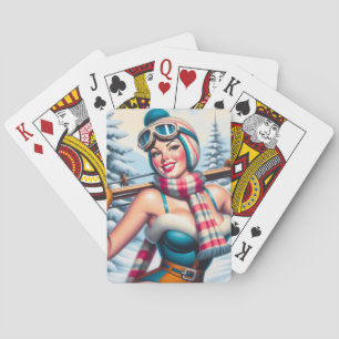 Winter Pin-up Girl Casinokort