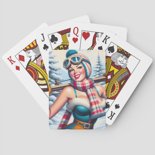 Winter Pin-up Girl Casinokort (Baksidan)
