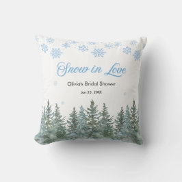 Winter Pine Snow in Love Snowflakes Bridal Shower Kudde