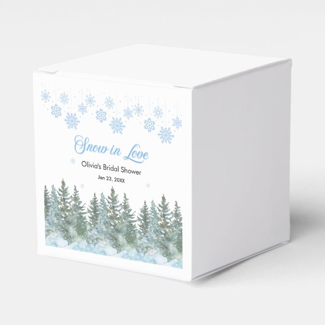 Winter Pine Snow in Love Snowflakes Bridal Shower Presentaskar (Framsidan Sidan)