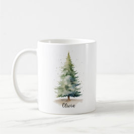 Winter Pine Tree Personalized Christmas Coffee Mug Kaffemugg