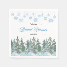 Winter Pine Trees Snowflakes Bridal Shower  Pappersservett