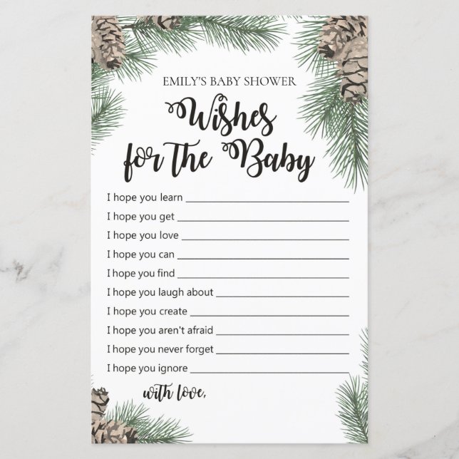 Winter Pinecone Baby Shower Game PRINTED (Framsida)