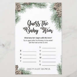 Winter Pinecone Baby Shower Game PRINTED