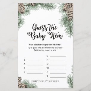 Winter Pinecone Baby Shower Game PRINTED