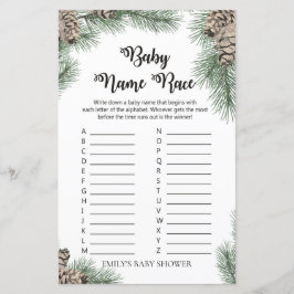 Winter Pinecone Baby Shower Game PRINTED
