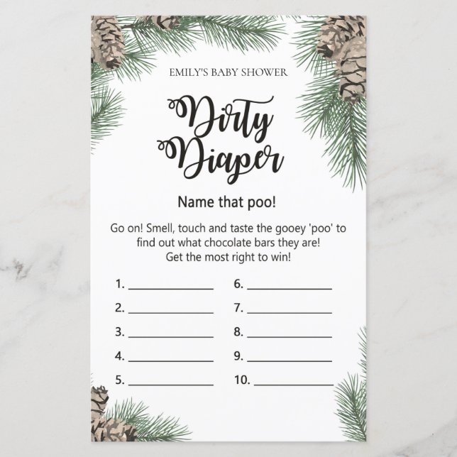 Winter Pinecone Baby Shower Game PRINTED (Framsida)