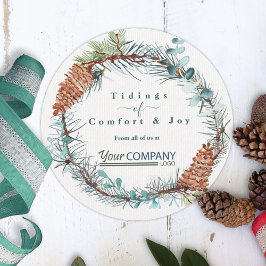 Winter Pinecone Eucalyptus Company Logotyp jul Inbjudningar