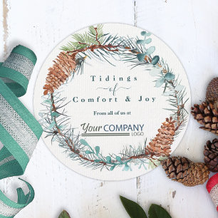 Winter Pinecone Eucalyptus Company Logotyp jul Inbjudningar