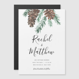 Winter Pinecone Watercolor Spara datum Magnetisk Inbjudningskort