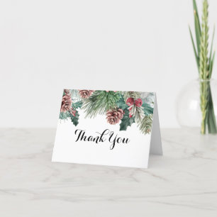 Winter Pinecones och Holly Tack Kort
