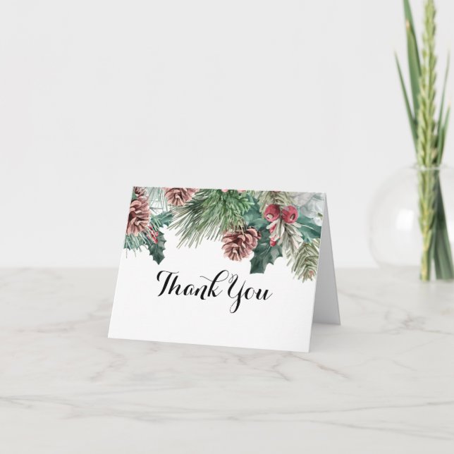 Winter Pinecones och Holly Tack Kort (Framsida)