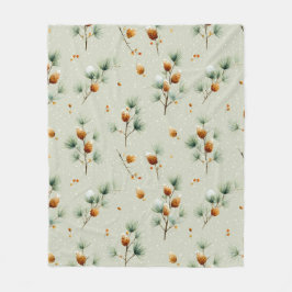 Winter Pinecones och Snowy Grenar Fleecefilt