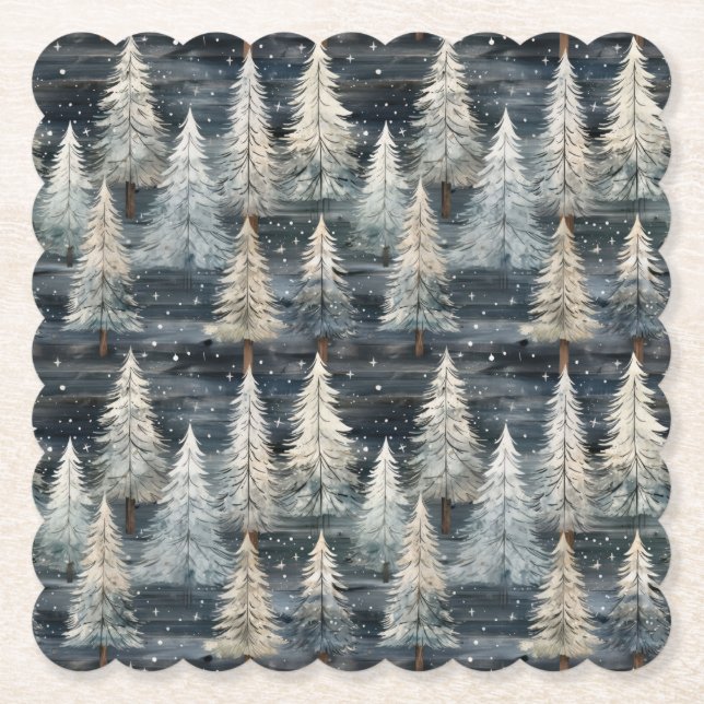 Winter Pines & Holiday Sentiments Underlägg Papper (Framsida)