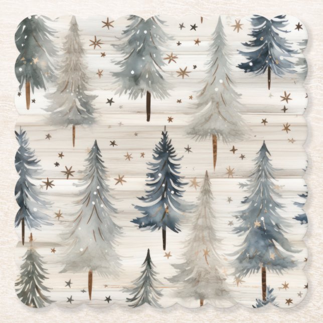 Winter Pines & Holiday Sentiments Underlägg Papper (Framsida)