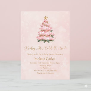 Winter Pink Baby Det är kallt ute Baby shower Inbjudningar