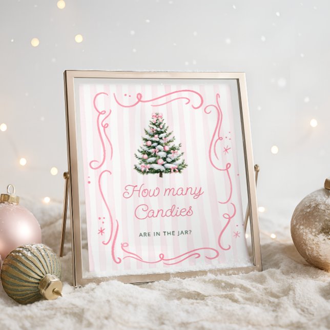 Winter Pink Bow Baby Shower Guess How Many Candies Poster (Skapare uppladdad)