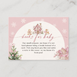 Winter Pink Girl Baby Shower Books For Baby Card Tilläggskort