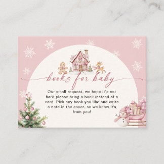 Winter Pink Girl Baby Shower Books For Baby Card Tilläggskort