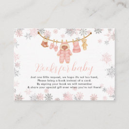 Winter Pink Girl Baby Shower Snow Books for Baby Tilläggskort