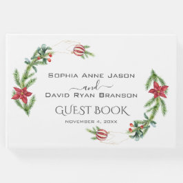 Winter Poinsettia Gräs Berry jul Bröllop Gästböcker