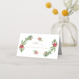 Winter Poinsettia Gräs Berry jul Bröllop Placeringskort