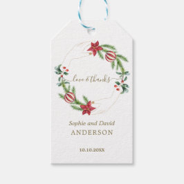 Winter Poinsettia Gräs Berry jul Bröllop Presentetikett