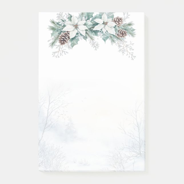 Winter Poinsettia Gräs Cones jul Post-it Block (Framsida)
