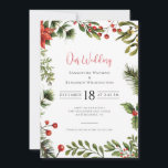 Winter Poinsettia Greenery Blommigt Bröllop Inbjudningar<br><div class="desc">Vår botaniska Berries Mistletoe-inbjudan på vintern kan enkelt anpassas till din speciella dag. Anpassa enkelt den här inbjudan genom att klicka på knappen "Anpassa". Våra konstruktioner ger den traditionella blommigten inslag grönaktiga contemporary och skapar en balans mellan elegans och modernitet i perfekten. Dessa inbjudningar inspireras av naturen och tillför ett...</div>