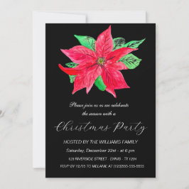 Winter Poinsettia jul Party Watercolor Julkort
