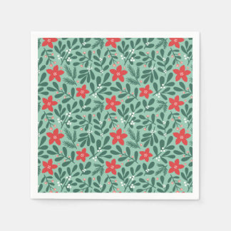 Winter poinsettia pattern - Christmas flower  Pappersservett