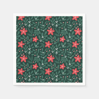 Winter poinsettia pattern - Christmas flower  Pappersservett