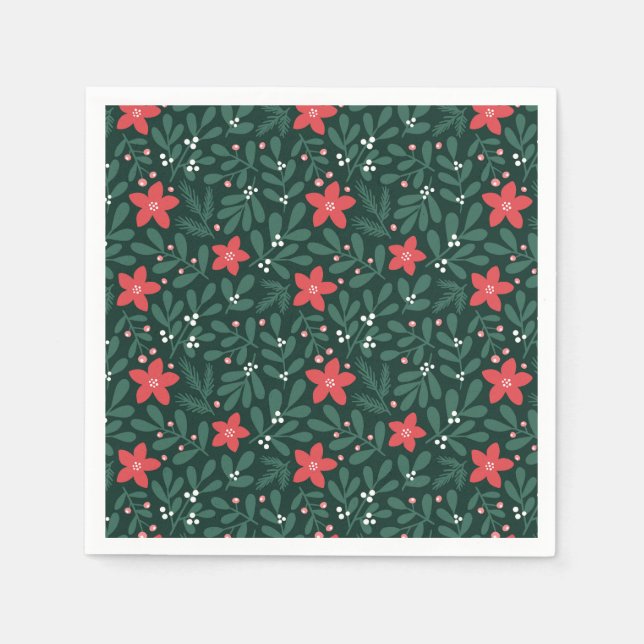 Winter poinsettia pattern - Christmas flower  Pappersservett (Framsidan)