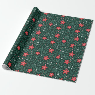 Winter poinsettia pattern - Christmas flower  Presentpapper